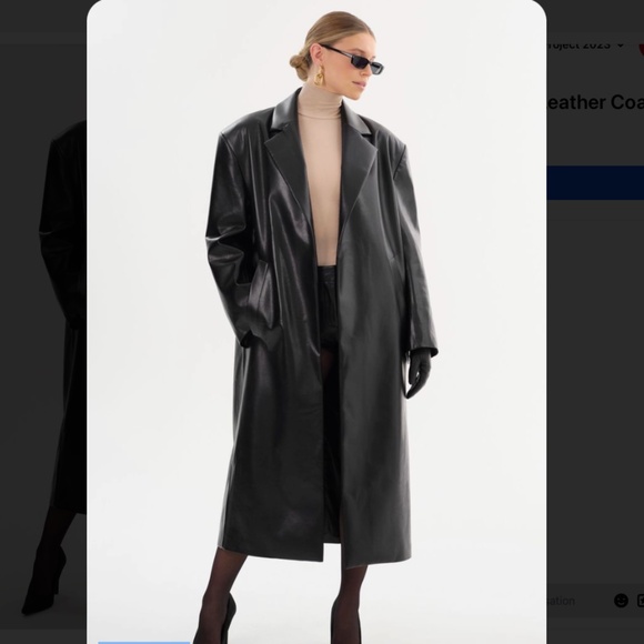 VINTAGE TIBOR WOMENS 100% LEATHER FLOOR LENGTH TRENCH COAT BLACK SZ MEDIUM RETRO - Picture 1 of 11